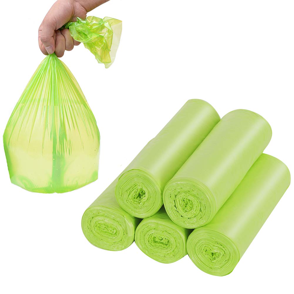 Biodegradable Trash Bags 4-6 Gallon - Eco-Friendly Compostable Garbage Bags, Strong Recycling Wastebasket Liners for Kitchen, Bathroom, Office & Car (100 Count, Green) - Perfect for Sustainable Home & Commercial Waste Disposal