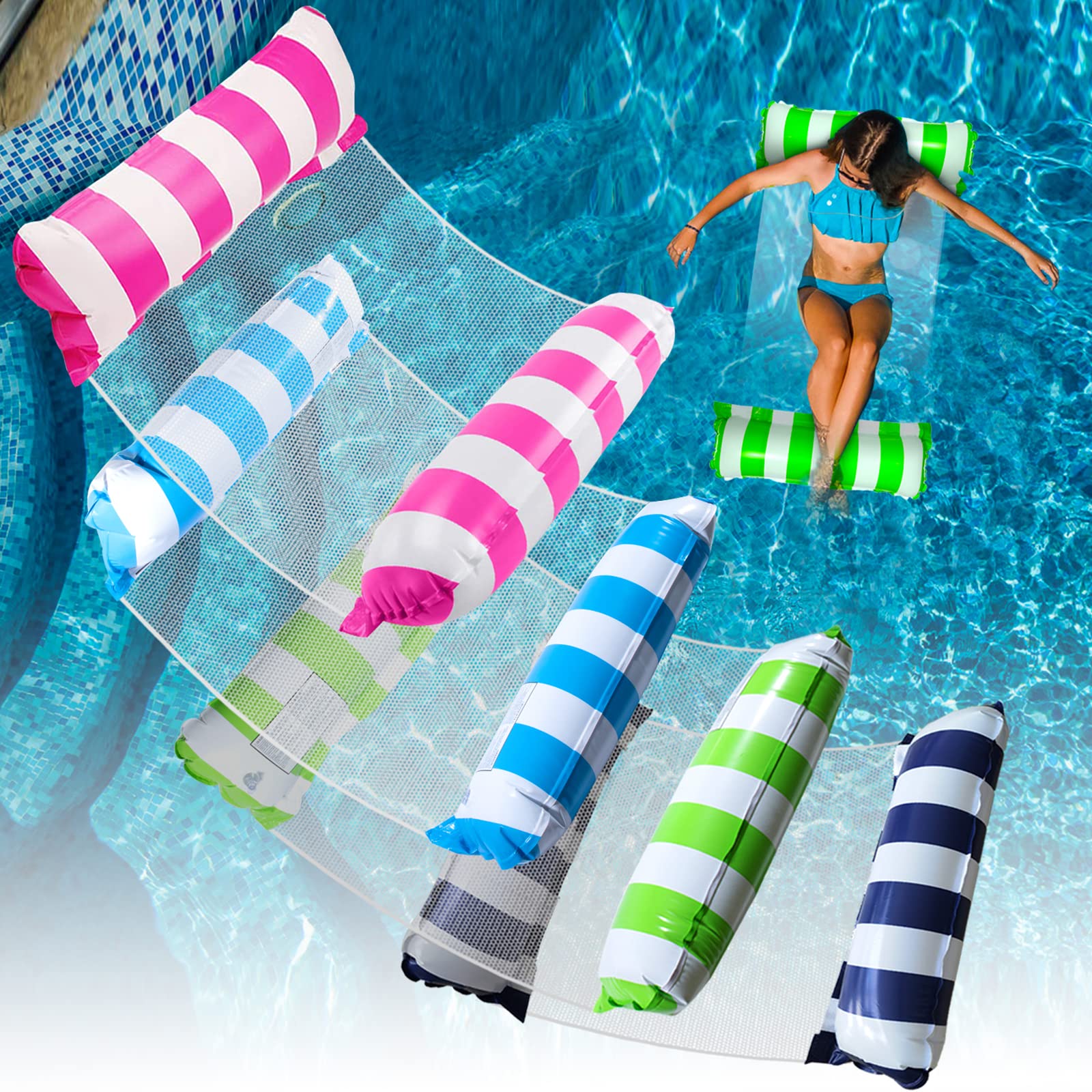 Water Swimming Pool Float Hammock - Inflatable Lounger for Adults, Comfortable Floating Bed for Relaxation, Vacation Fun and Rest, Perfect for Pools, Lakes, Beaches and Backyard Relaxation