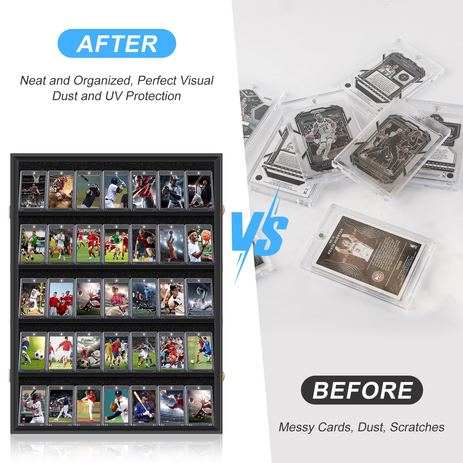MLikero 35 Graded Baseball Card Display Case - Lockable UV Protected Trading Card Frame for Sports Collectibles (Baseball, Football Cards) - Perfect for Showcasing & Protecting Valuable Collections at Home, Office or Conventions