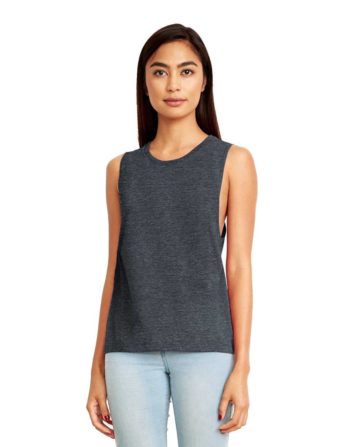 Next Level Women's Festival Muscle Tank Top - Vintage Denim - Perfect for Music Festivals, Concerts & Summer Outfits