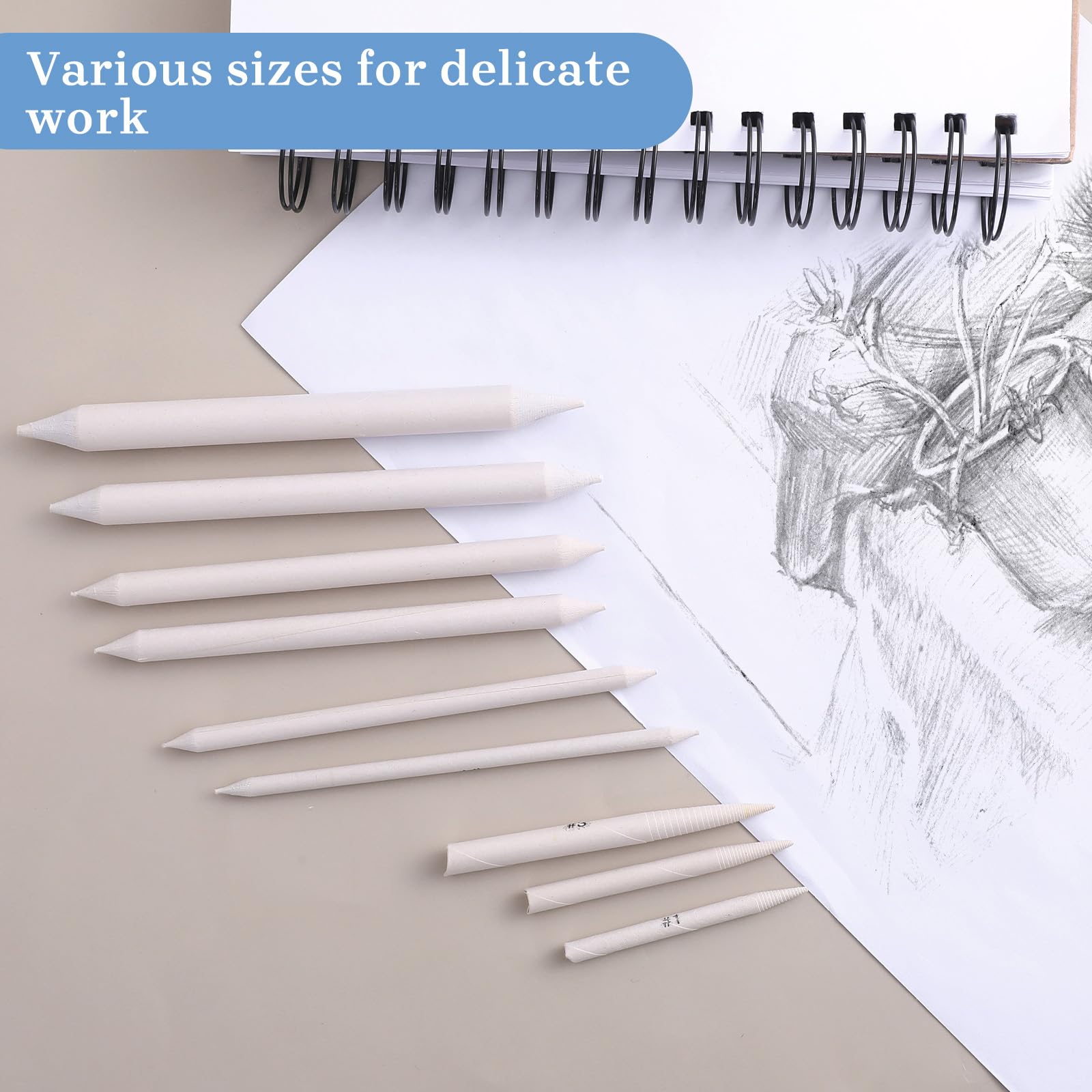 15Pcs Blending Stumps for Drawing - Professional Tortillon Blending Sticks & Shading Tools for Artists - Perfect for Charcoal, Pencil, Oil Pastel Sketching - Ideal for Beginners & Paper Art Projects