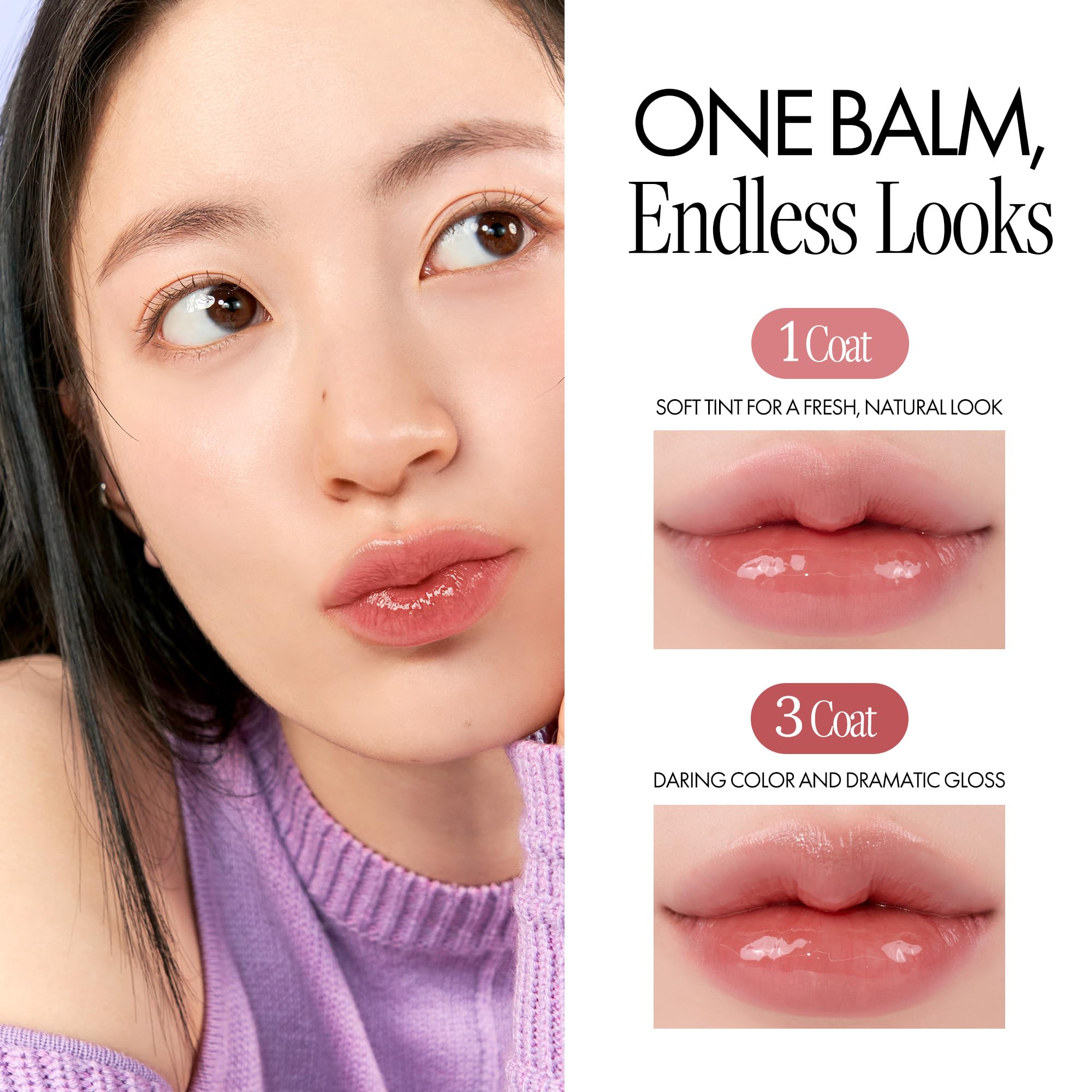 Korean Glossy Lip Balm - Hydrating Tinted Balm with Shea Butter for Daily Moisture (#06 Kaya Fig)