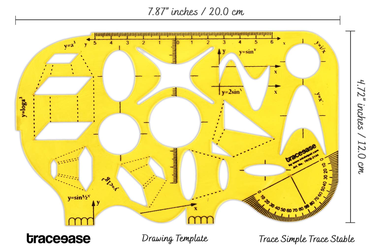 Traceease Math Trigonometry Formula Geometric Template Ruler - Drafting Stencils Tool for Students, Engineers & Architects - Perfect for Geometry Homework, Technical Drawings & Design Projects