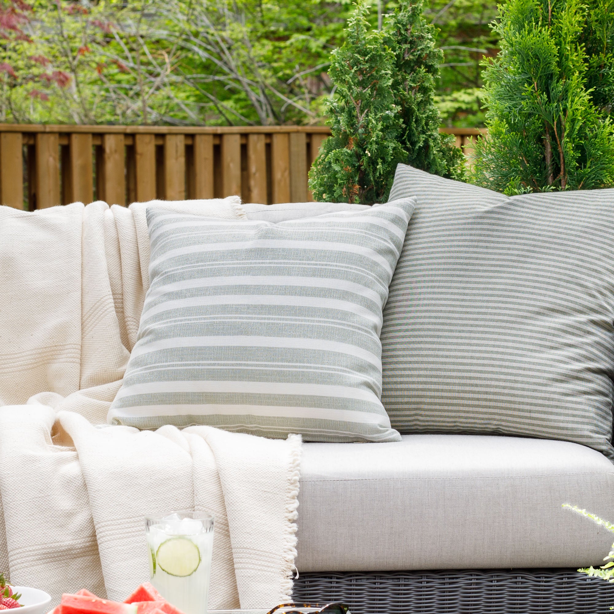 Tranquil 20x20 Outdoor Pillow in Sage Green - Waterproof & UV Resistant Patio Cushion for Garden, Poolside, and Porch Relaxation