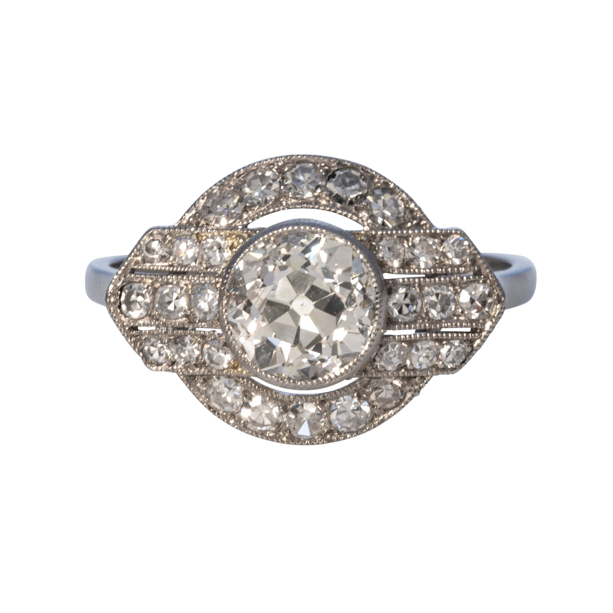 2.35ctw Art Deco Vintage Platinum Ring with Old European Cut Diamonds - Perfect for Weddings, Anniversaries & Special Occasions