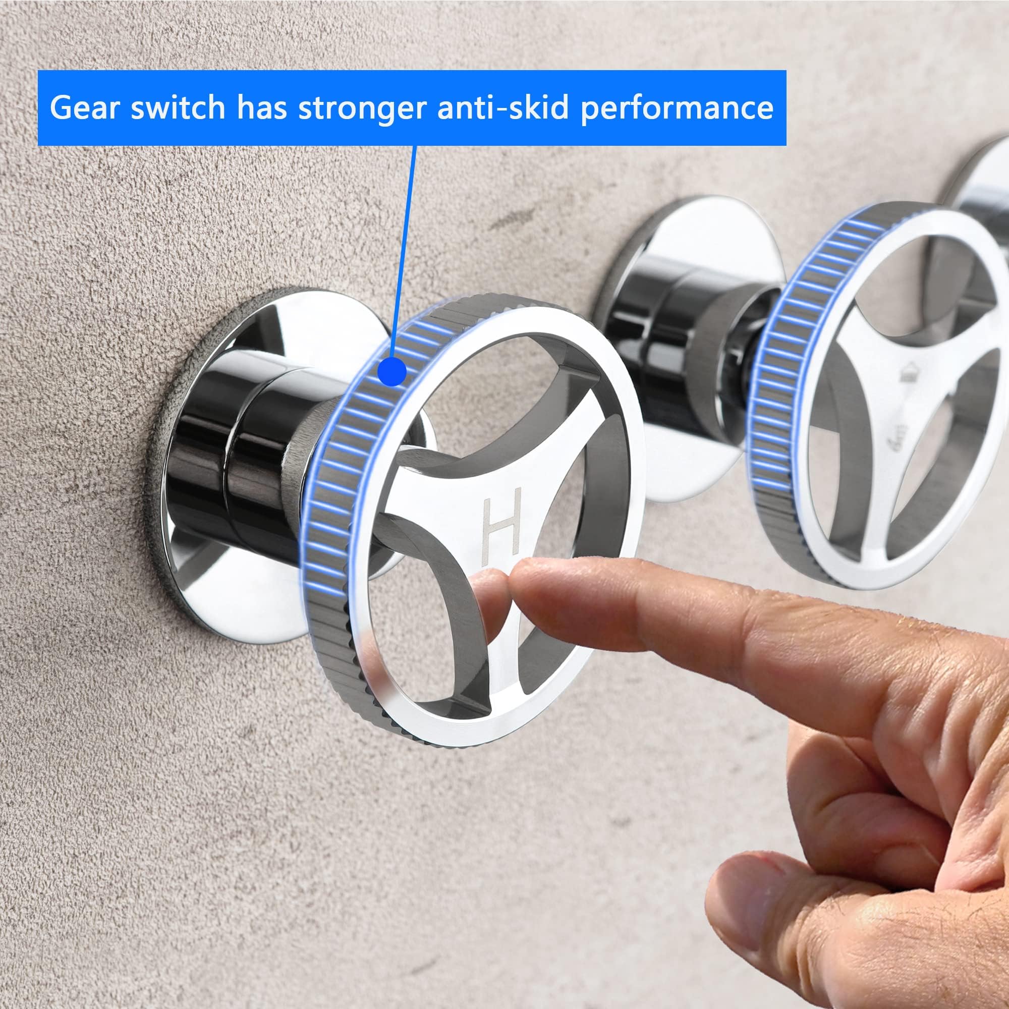 SKOWLL 8 Inch Industrial Shower Head System - Wall Mount Rain Shower Faucet Set with 3 Knobs & 2-Function Valve Kit, Polished Chrome - Perfect for Modern Bathroom & Spa-Like Shower Experience