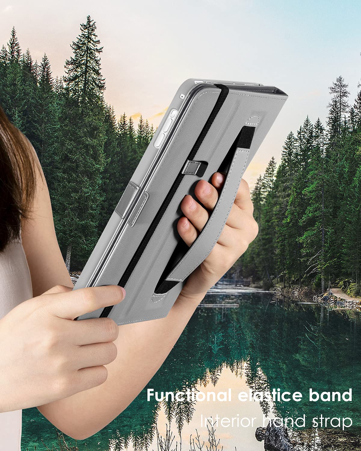 Premium Leather Folio Stand Cover Case for iPad 9.7 Inch (5th/6th Gen 2018/2017) with Apple Pencil Holder - Compatible with iPad Pro 9.7/Air 2/Air - Gray | Perfect for Work, Study & Travel Protection