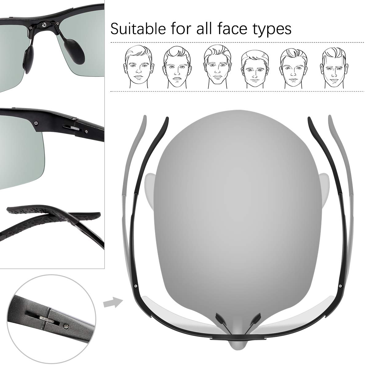Polarized Photochromic Z87 Safety Sunglasses for Men - UV Protection, Day & Night Driving Glasses for Outdoor Activities, Cycling, and Running