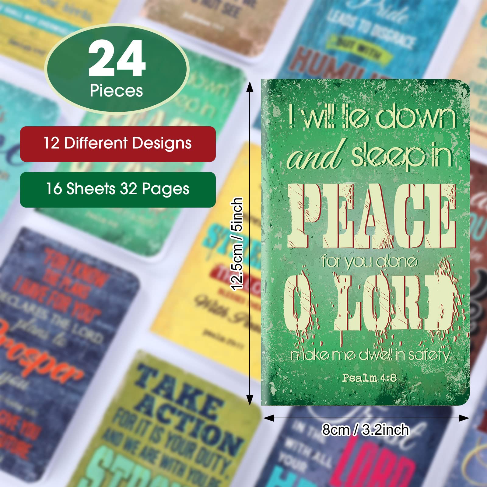 Zonon 24-Pack Inspirational Christian Notebooks - 3.5 x 5 Inch Pocket-Sized Bible Verse Notepads for Office, School & Travel - Motivational Journals for Daily Devotion, Bible Study & Gift Giving