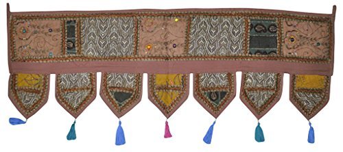 Lalhaveli Vintage Cotton Patchwork Door Topper & Window Valance - Hand Embroidered Indian Boho Toran for Living Room, Bedroom & Entryway Decor | Perfect for Bohemian Home Decor & Doorway Embellishment