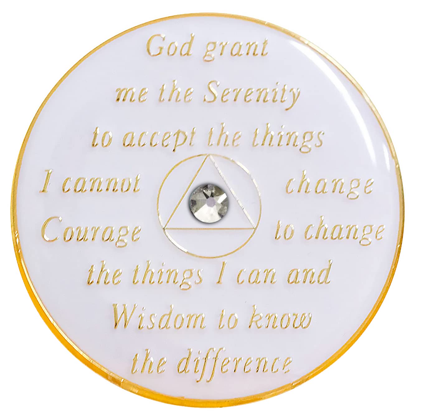 AA Chip | Sobriety Coin for Recovery | White Medallion with Chakra Circle Design - Perfect for 12-Step Meetings, Sobriety Milestones & Spiritual Healing Gifts