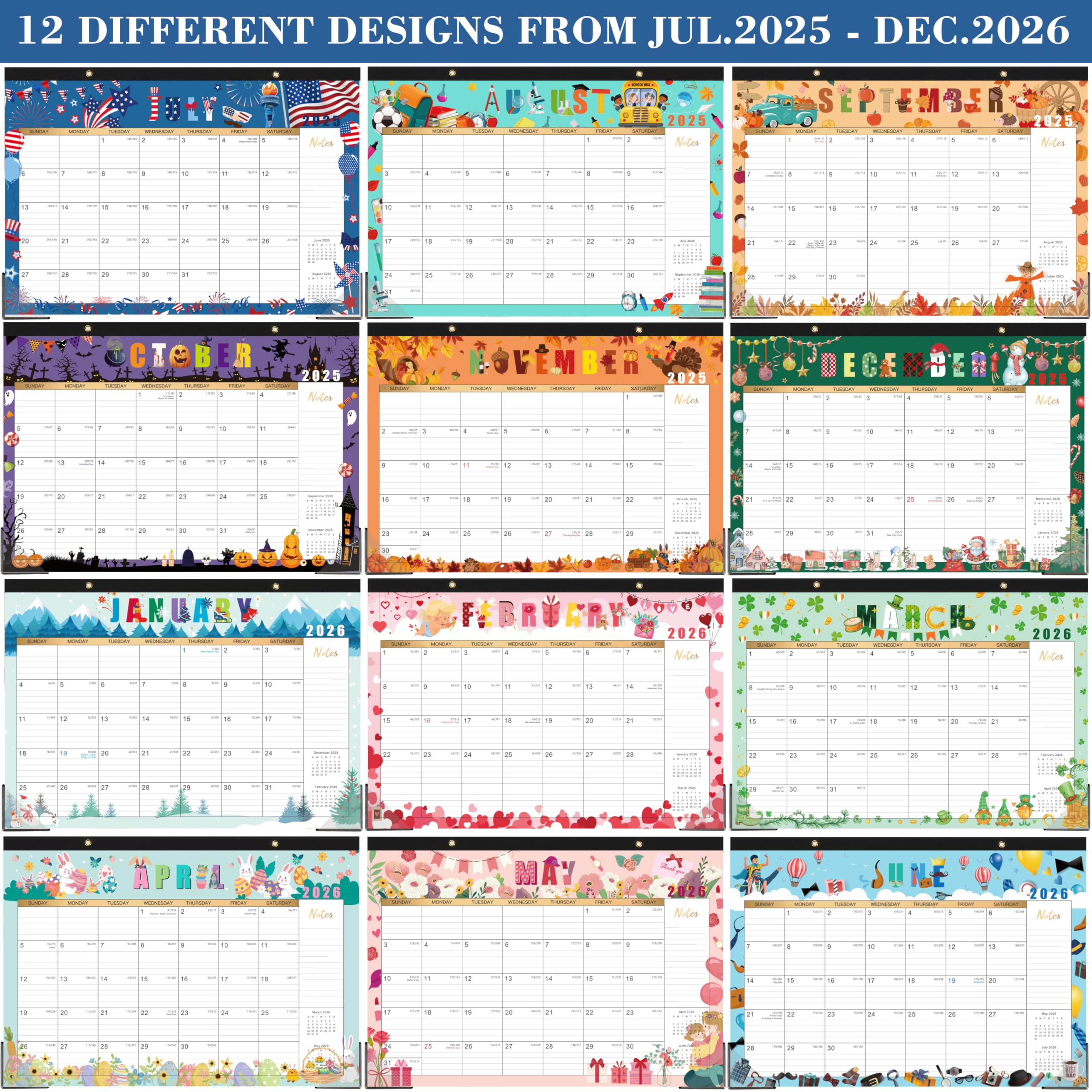 2025-2026 Monthly Desk Calendar (July 2025-December 2026) - 18-Month Large Format 17