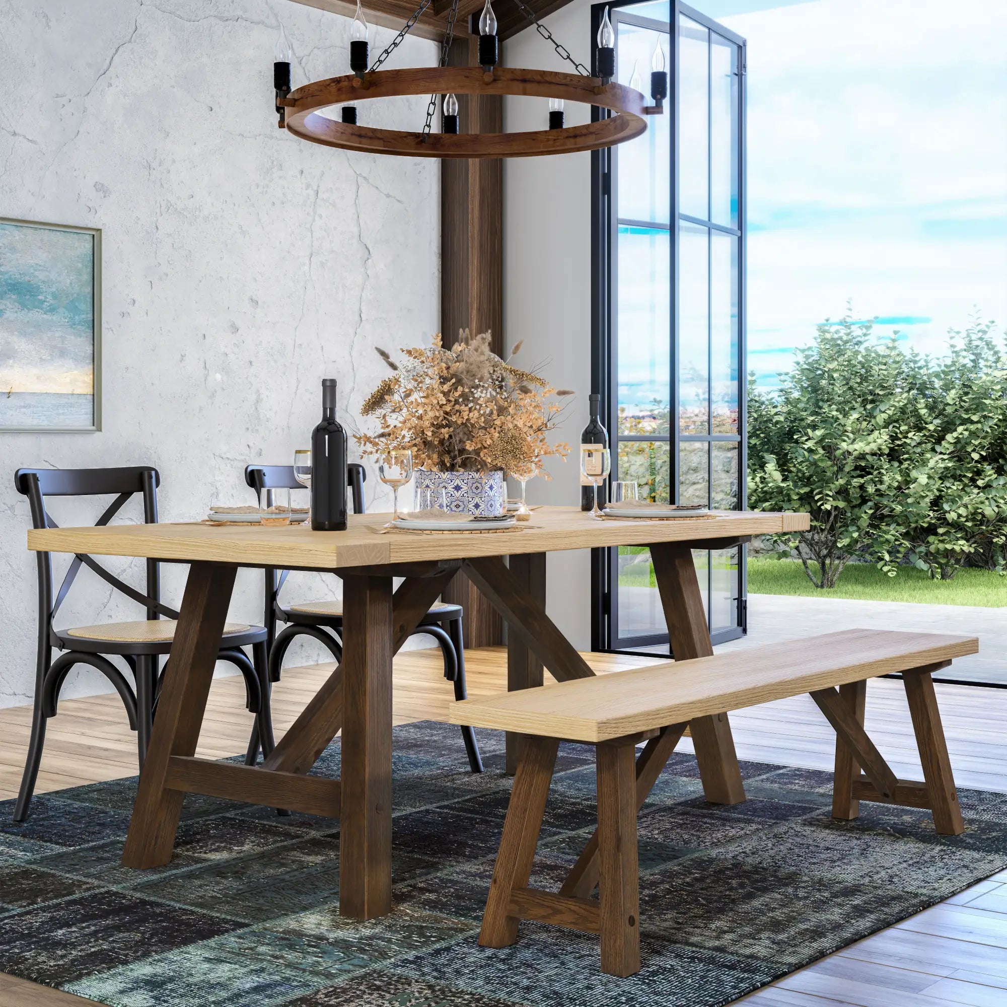Customizable Cascais 72-Inch Modern Dining Table - Extendable Wooden Table for 8-10 People - Perfect for Family Gatherings & Dinner Parties