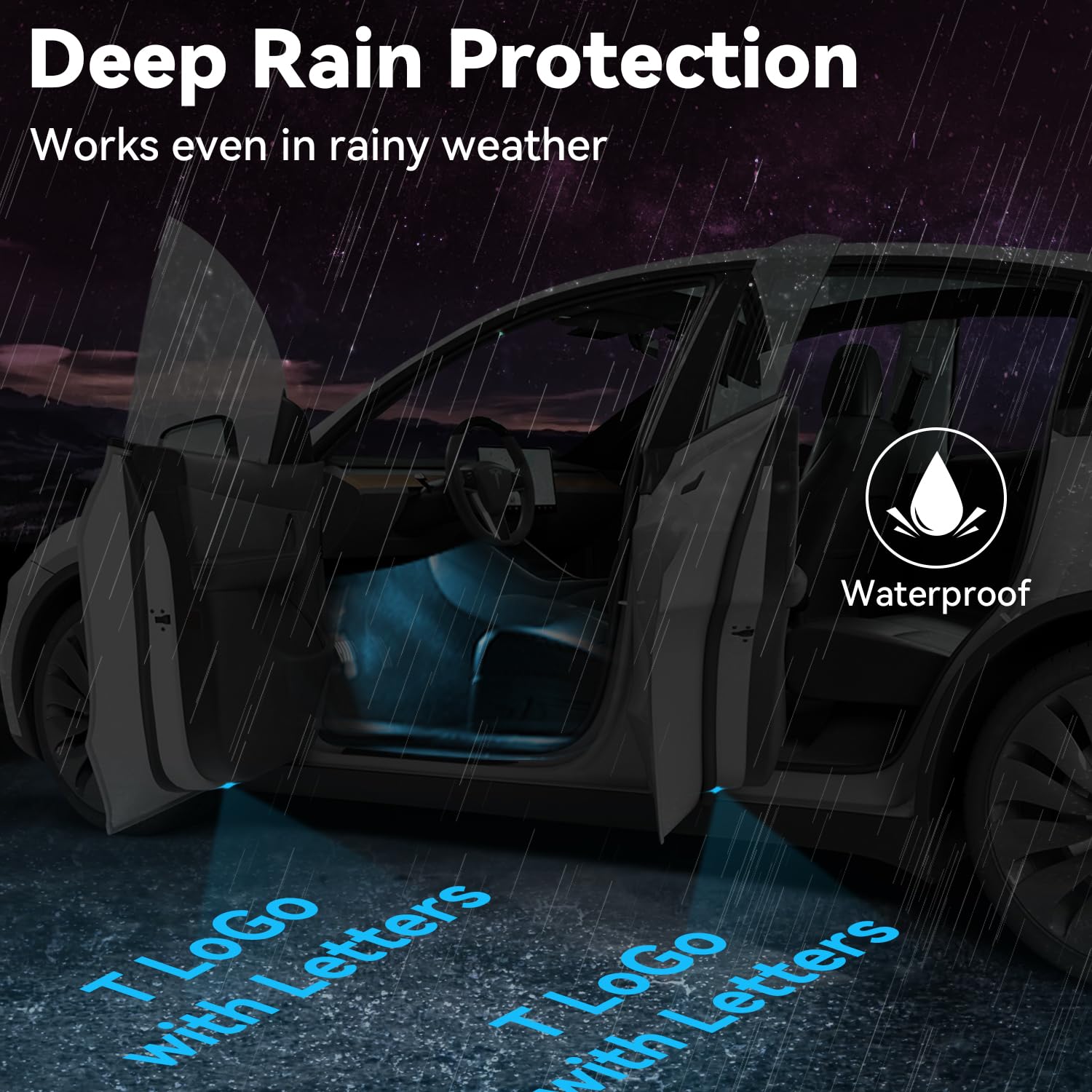 Tesla Model 3/S/Y/X Puddle Lights - Ultra Bright LED Door Logo Projector Step Lights, Plug & Play Welcome Lights (Blue) | Perfect for Nighttime Safety & Luxury Car Customization
