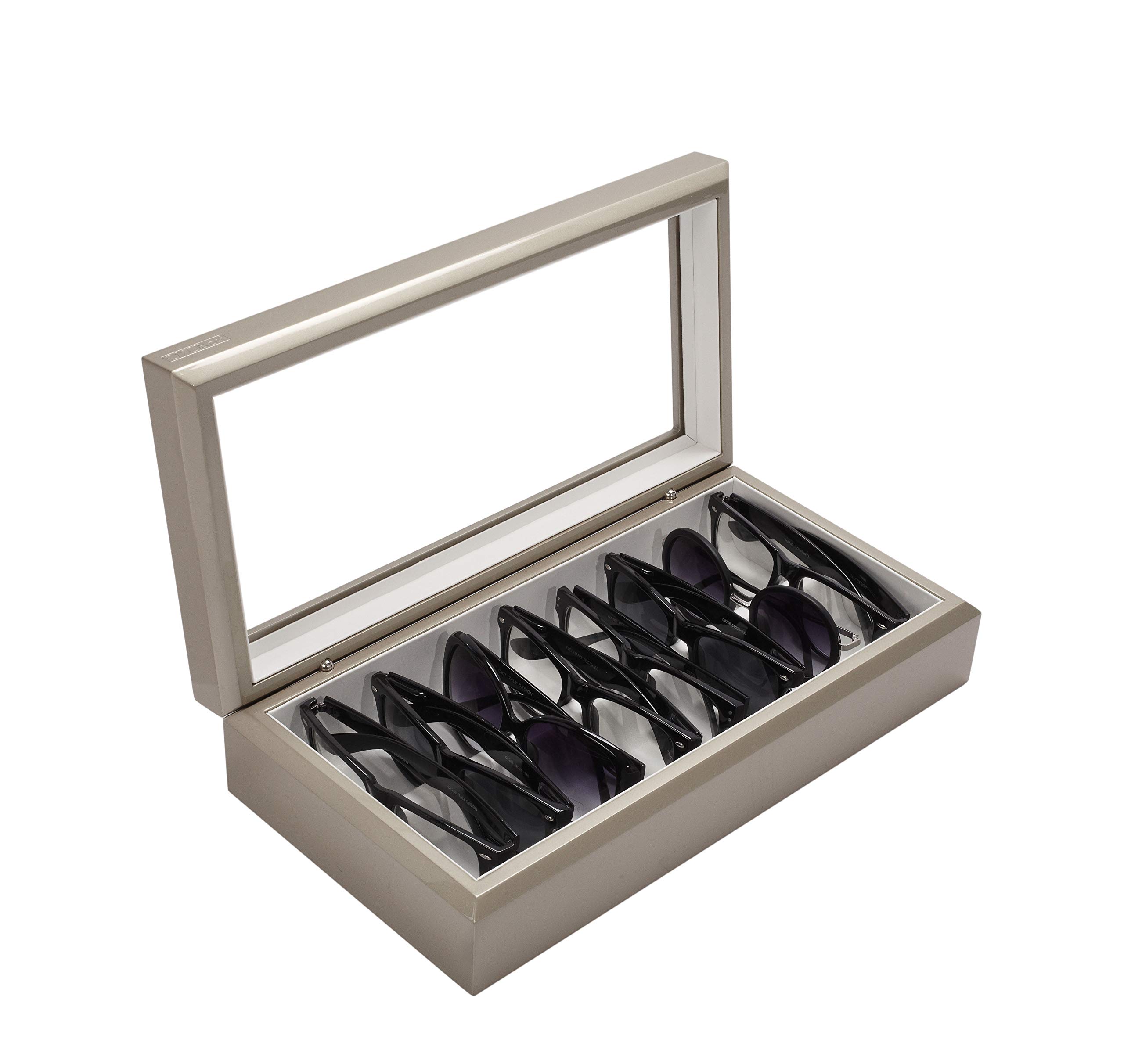Premium Eyewear Organizer - Lacquered Wood Glasses & Sunglasses Storage Box with Soft Interior Lining | Perfect for Home, Office, or Travel Accessory Organization