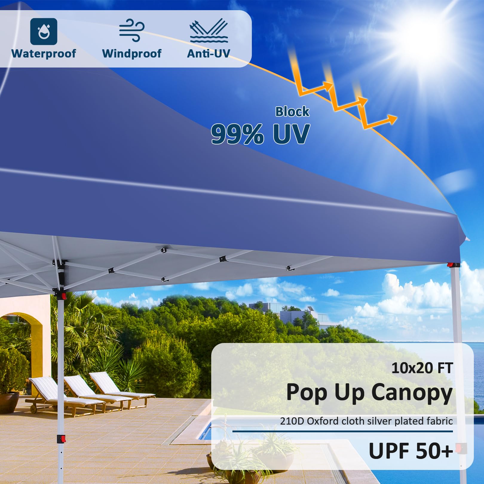 COBIZI 10x20ft Pop Up Canopy Tent with 4 Removable Sidewalls - Waterproof UV50+ Commercial Gazebo, Easy Setup with Adjustable Leg Heights & Carry Bag - Perfect for Outdoor Parties, Events, Camping & Market Stalls
