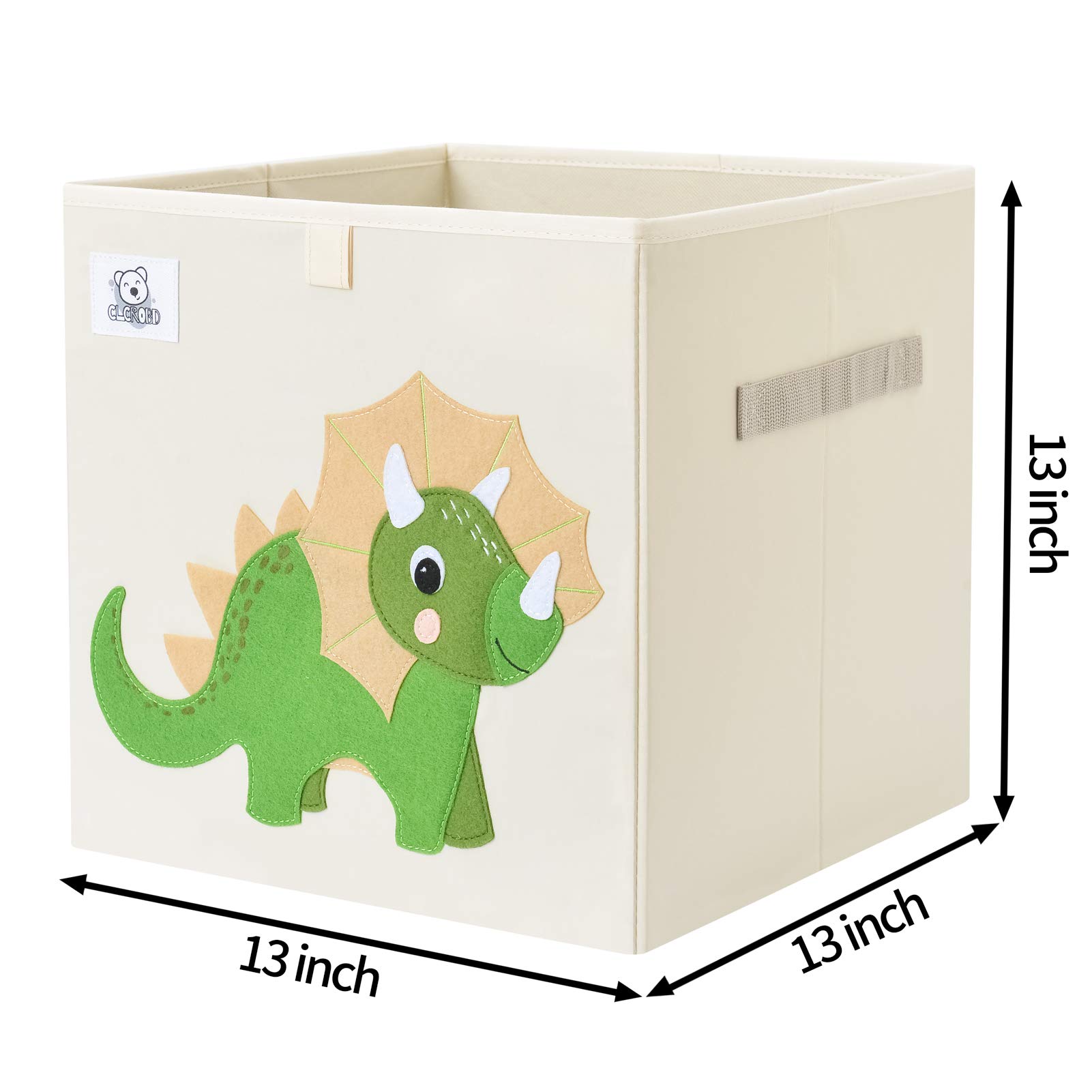 Foldable Animal Cube Storage Bins - Fabric Toy Organizer Box for Kids Nursery & Playroom - 13 Inch Triceratops Design - Perfect for Toy Storage, Room Decor & Kids Organization