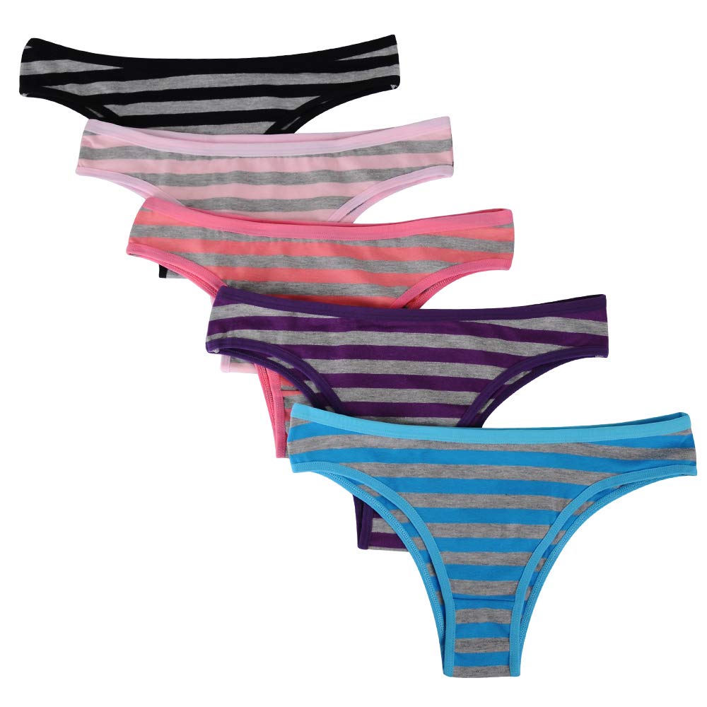 Nightaste Women's 5-Pack Soft Cotton Tanga Panties - Breathable Cheeky Bikini Underwear for Sports & Everyday Wear - Comfortable Half Back Coverage Underwear for Workout, Yoga & Daily Use