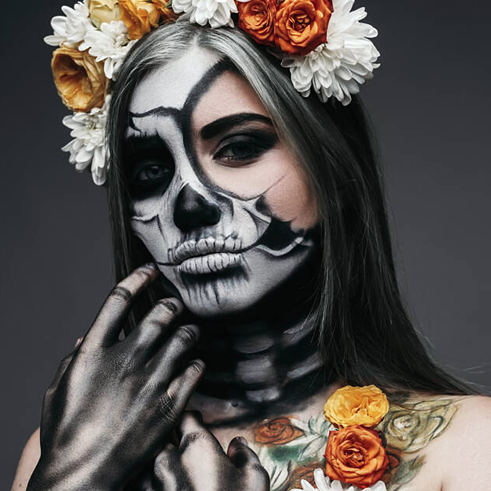 MEICOLY Black Face & Body Paint - 30g/1.05oz Water-Based Washable Makeup for Halloween, Cosplay, SFX & Theater - Safe for Adults & Kids - Perfect for Clown, Joker, Zombie, Vampire & Skeleton Costumes - Easy Wash Off with Soap & Water