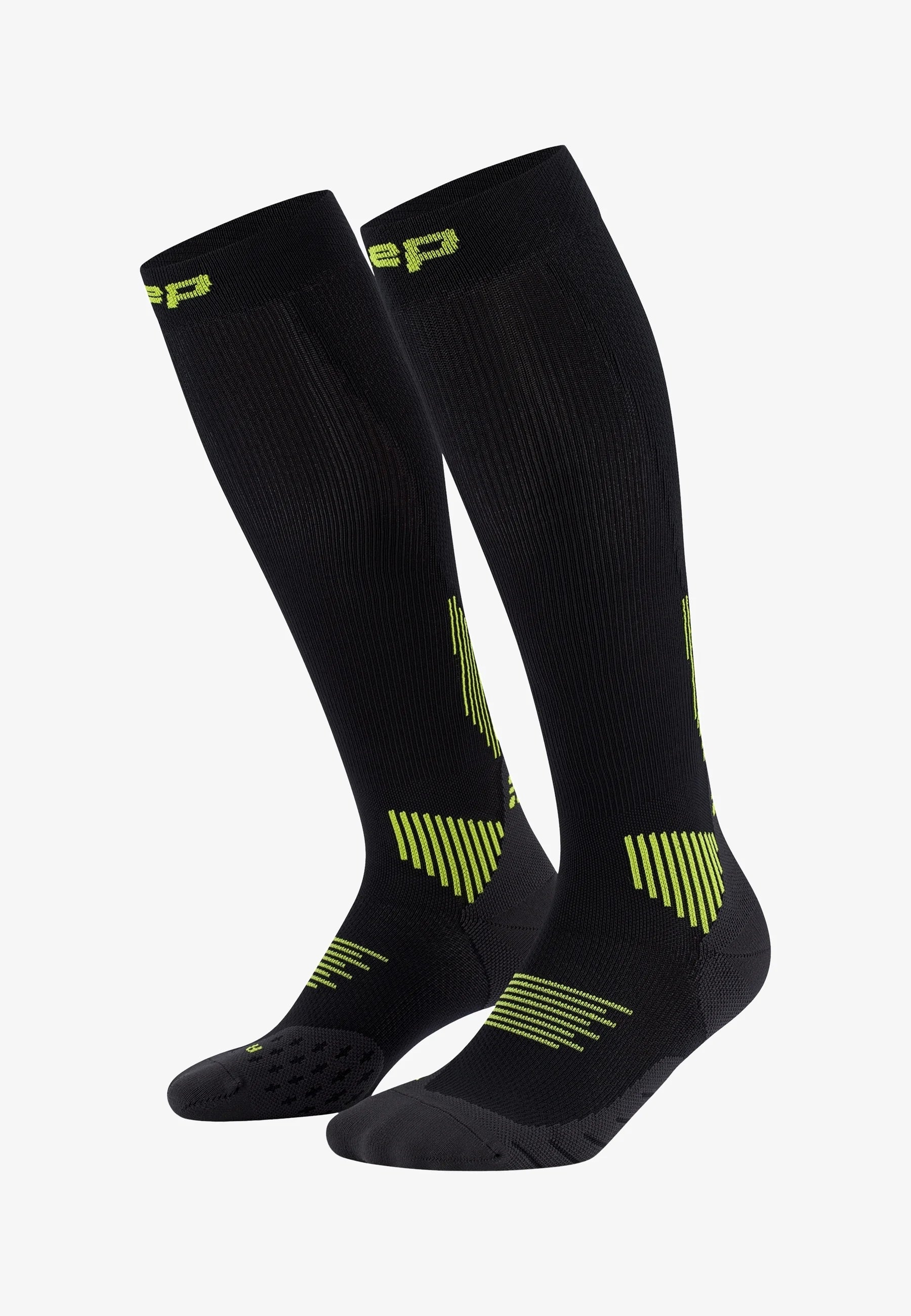 CEP Women's Run Socks Tall 5.0 - Black/Lime - Compression Running Socks for Women - Perfect for Marathon, Jogging & Workout - Moisture Wicking & Arch Support