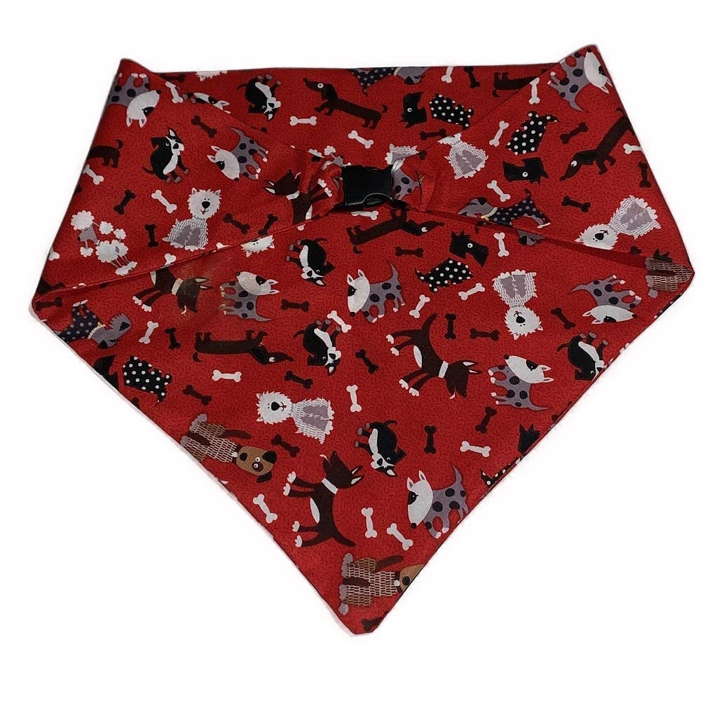 Red Dog Bandana with Sweater Dogs Print - Large Size for Medium & Big Dogs - Perfect for Holidays, Pet Photos & Outdoor Adventures