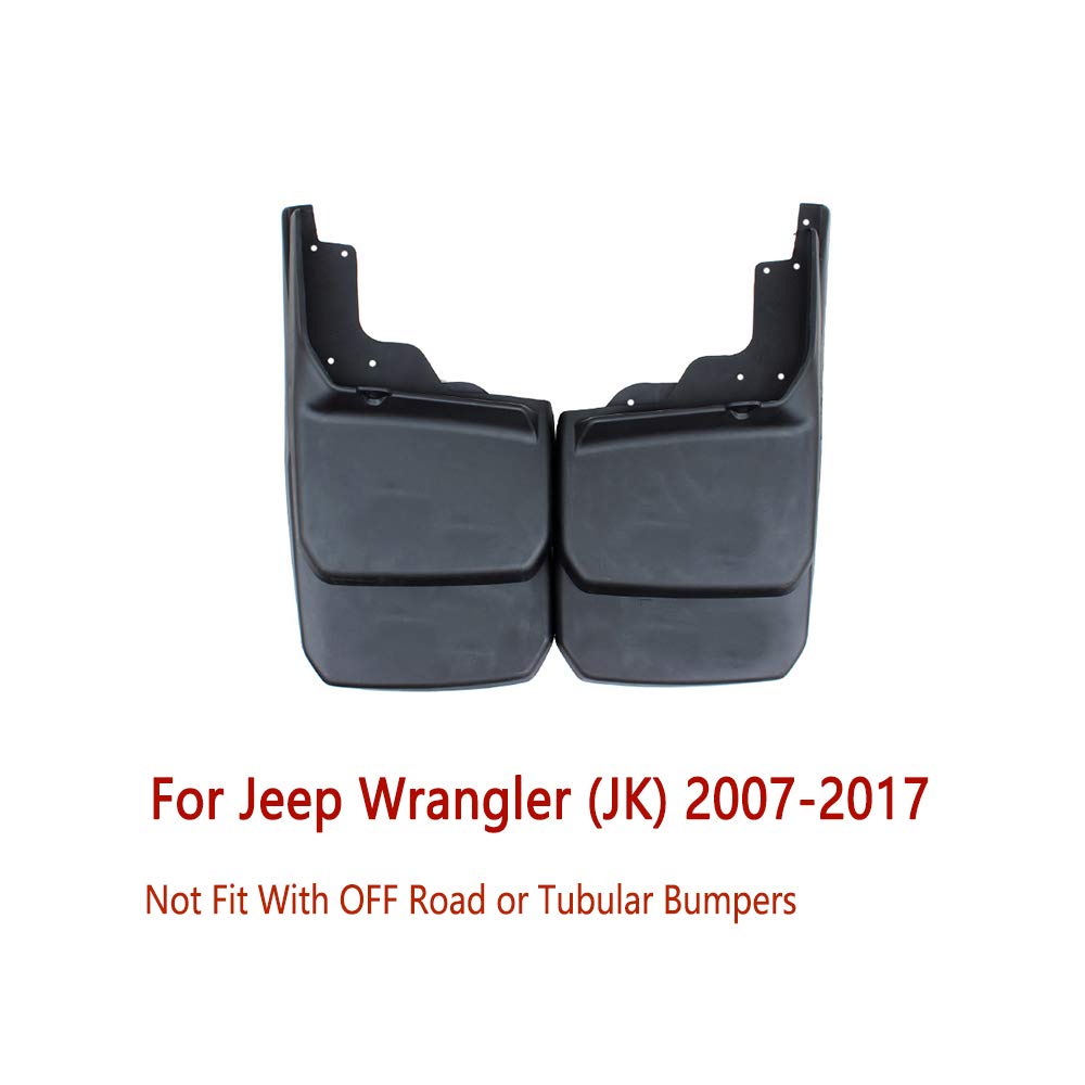 4 PCS Front & Rear Car Mud Flaps for Jeep Wrangler JK (2007-2017) - Heavy Duty Fender Mud Guards Splash Protection Accessories - Perfect for Off-Roading, Daily Driving & All-Weather Protection