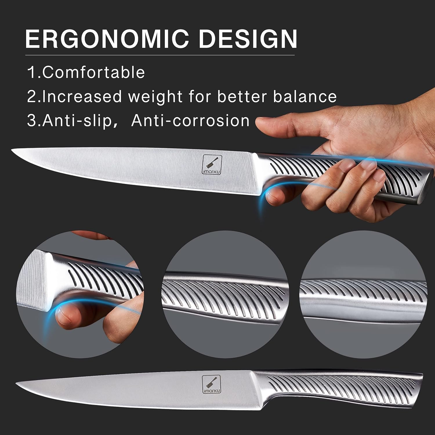 **Imarku 14-Piece High Carbon Stainless Steel Knife Set with Block - Professional Kitchen Knives for Chefs, Dishwasher Safe & Ergonomic Handle - Perfect for Cooking, Slicing, Dicing & Meal Prep**