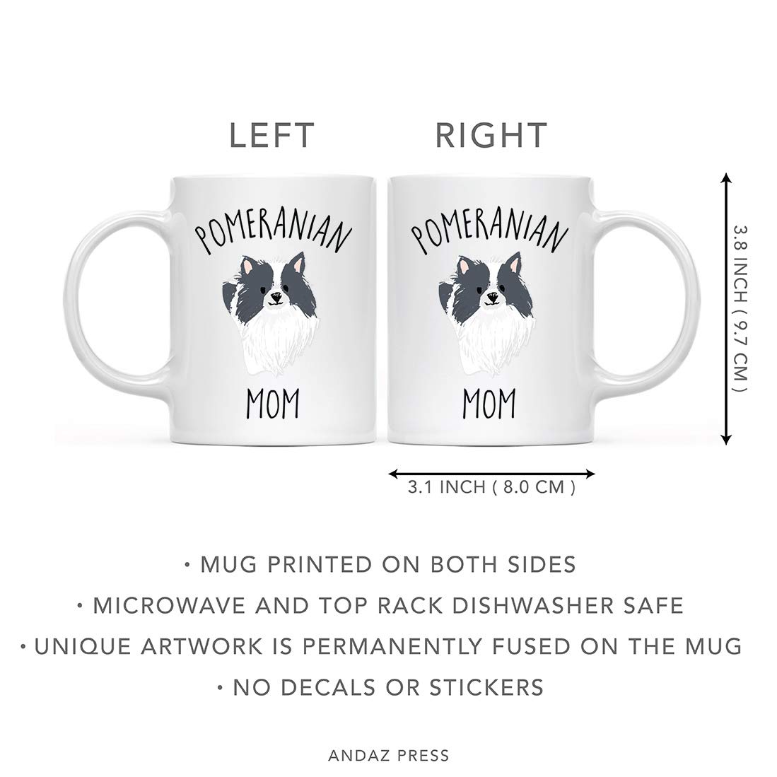 Andaz Press Funny Dog 11oz Coffee Mug - Black and White Pomeranian Dog Mom Gift - 1-Pack Novelty Cup for Dog Lovers - Perfect for Birthday, Christmas & Daily Coffee Breaks at Home or Office