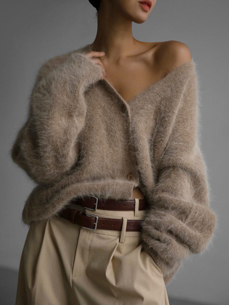 Cozy Knitted Sweater Cardigan for Women - Long Sleeve V-Neck Loose Fit Winter Jacket | Warm Fall & Winter Pullover for Casual Wear, Office & Date Nights