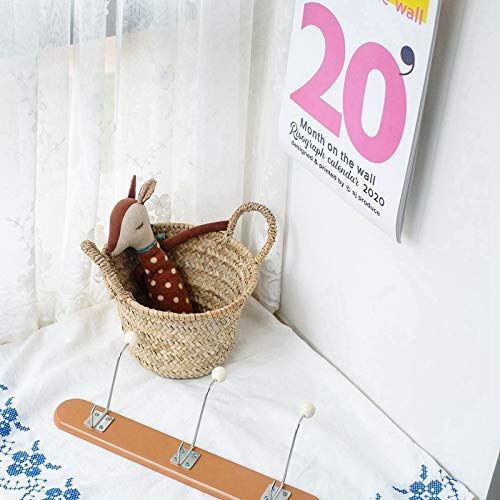 Nordic Style Wooden Wall Hooks - French Korean Inspired Coat Hat Rack with Crochet Organizer for Kids Room Decor (Light Brown) - Perfect for Entryway, Bedroom, and Closet Organization