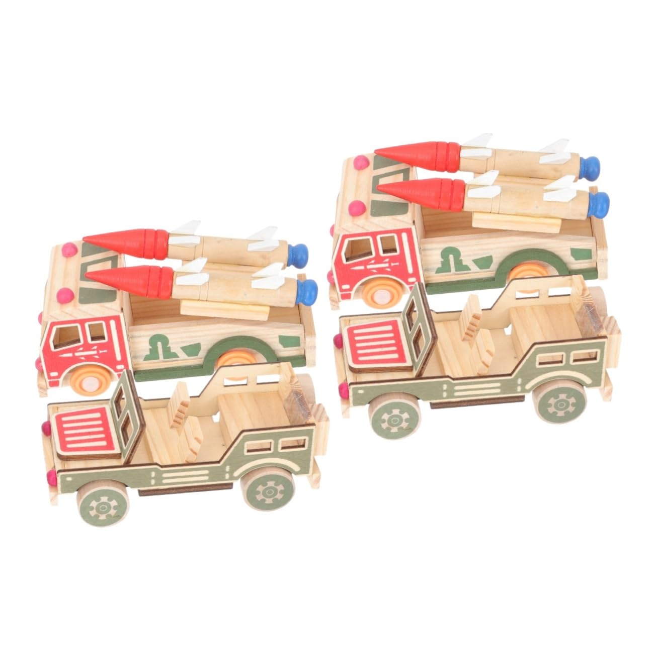 4-Piece Wooden Toy Car Set for Toddlers - Kids Wooden Vehicle Models - Safe & Durable Car Toys for Boys & Girls | Perfect for Playtime, Learning & Nursery Decor