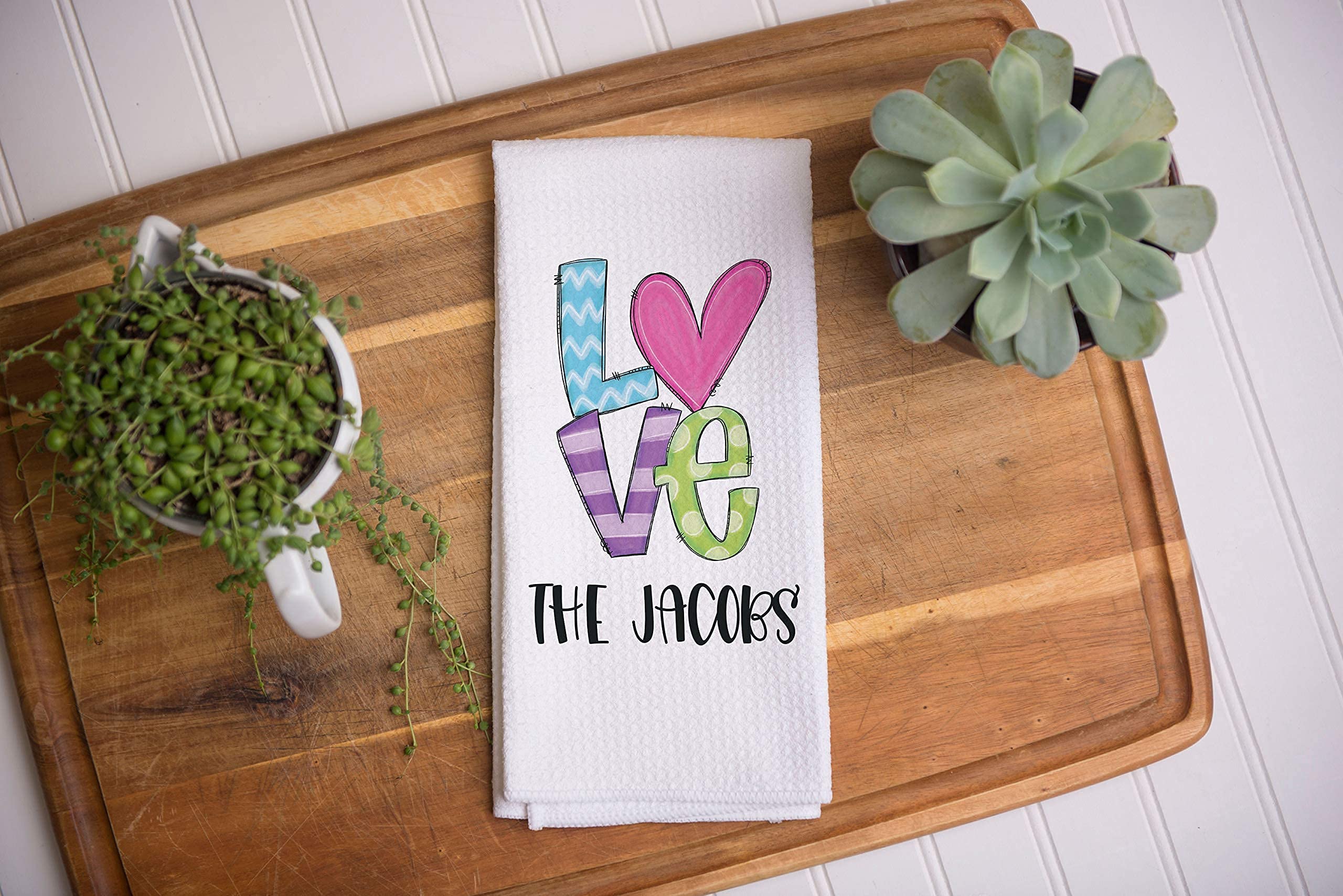 Custom Waffle Weave Dish Towel - Personalized Kitchen Towel Set for Valentine's Day Gifts - Absorbent & Decorative Home Kitchen Essentials for Cooking, Baking & Hosting