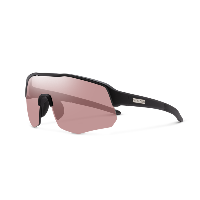 Cadence Matte Black Sunglasses with Low Light Rose Lens - Stylish & Comfortable for Driving, Running, and Outdoor Activities