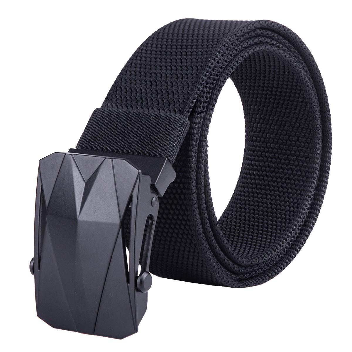 Moonsix Men's Tactical Nylon Belt - Adjustable No-Hole Military Belt with Metal Buckle for Outdoor, Hiking & Everyday Wear