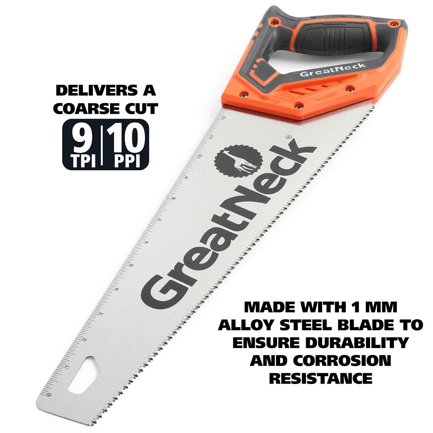 GreatNeck 74001 15 Inch Aggressive Tooth Handsaw - Heavy Duty Wood Saw, Branch Cutter & PVC Pipe Saw | Perfect for Tree Trimming, DIY Woodworking & Outdoor Gardening Projects
