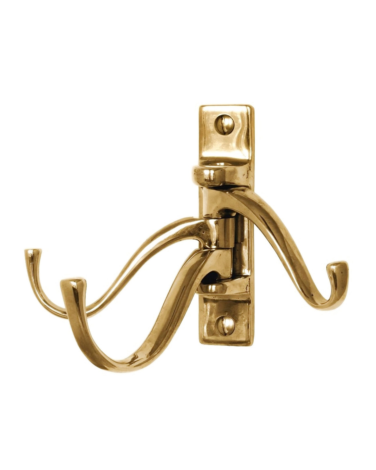 3-Arm Rotatable Brass Coat Rack - Space Saving Wall Mounted Hooks for Hats, Scarves & Jackets - Perfect for Entryway, Bedroom & Closet Organization