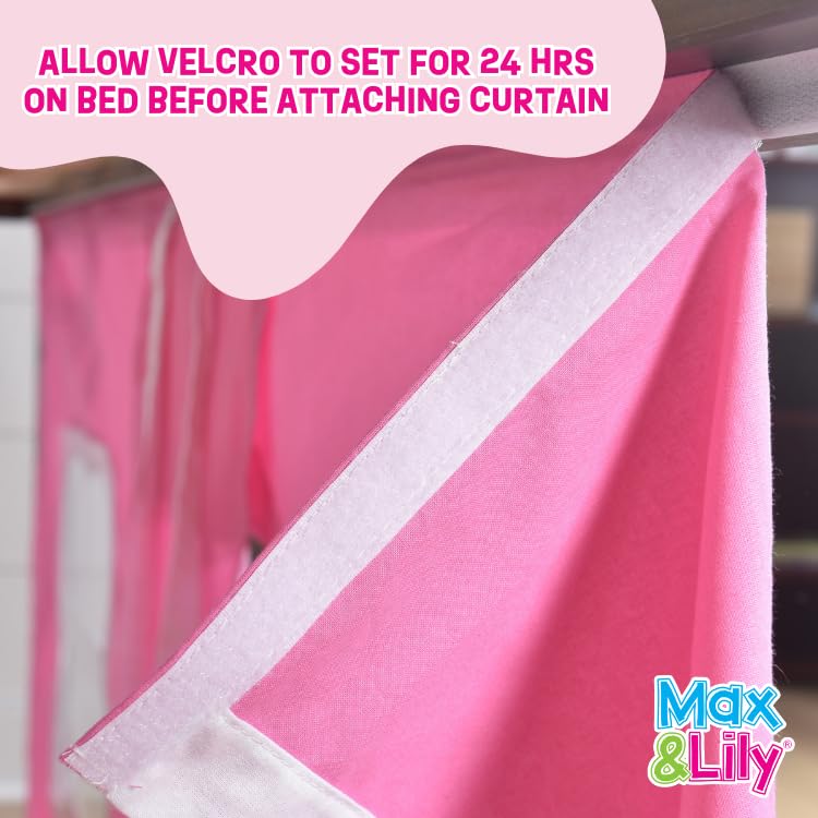 Max & Lily Underbed Curtain for Low Bunk Bed & Loft Bed - Kids Play Tent & Privacy Curtain for Bottom Bunk - 2-Panel Cotton Set in Purple/White - Perfect for Bedrooms, Playrooms & Sleepovers