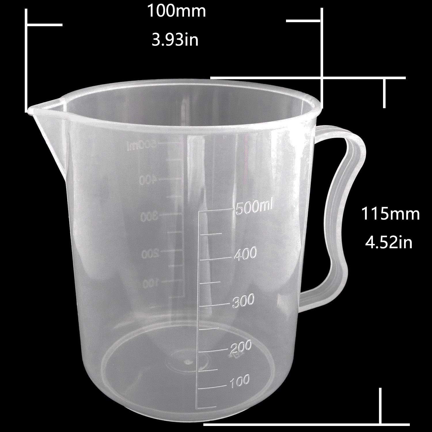 500ml Clear PP Plastic Graduated Measuring Cup with Handle - BPA-Free Liquid Measuring Beaker for Baking, Cooking, Lab Experiments & Milk Tea Preparation - Perfect for Kitchen, Laboratory & Coffee Shop Use