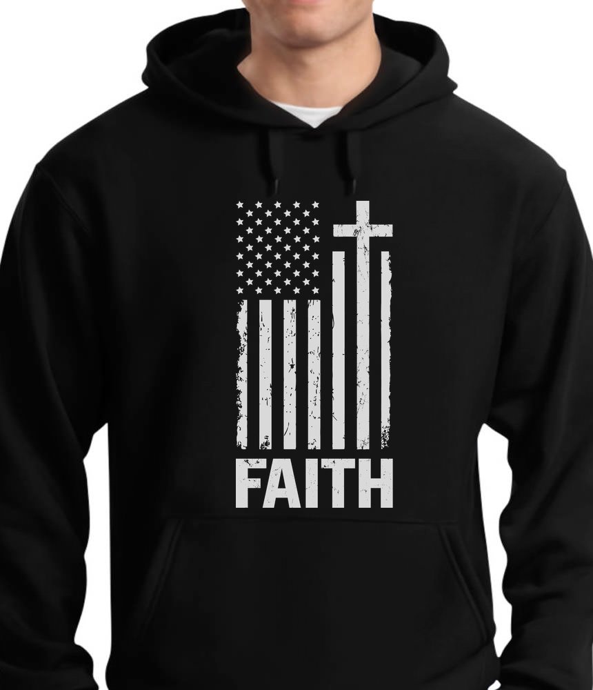 American Flag Hoodie for Men - Patriotic Faith Sweatshirt for Outdoor & Casual Wear