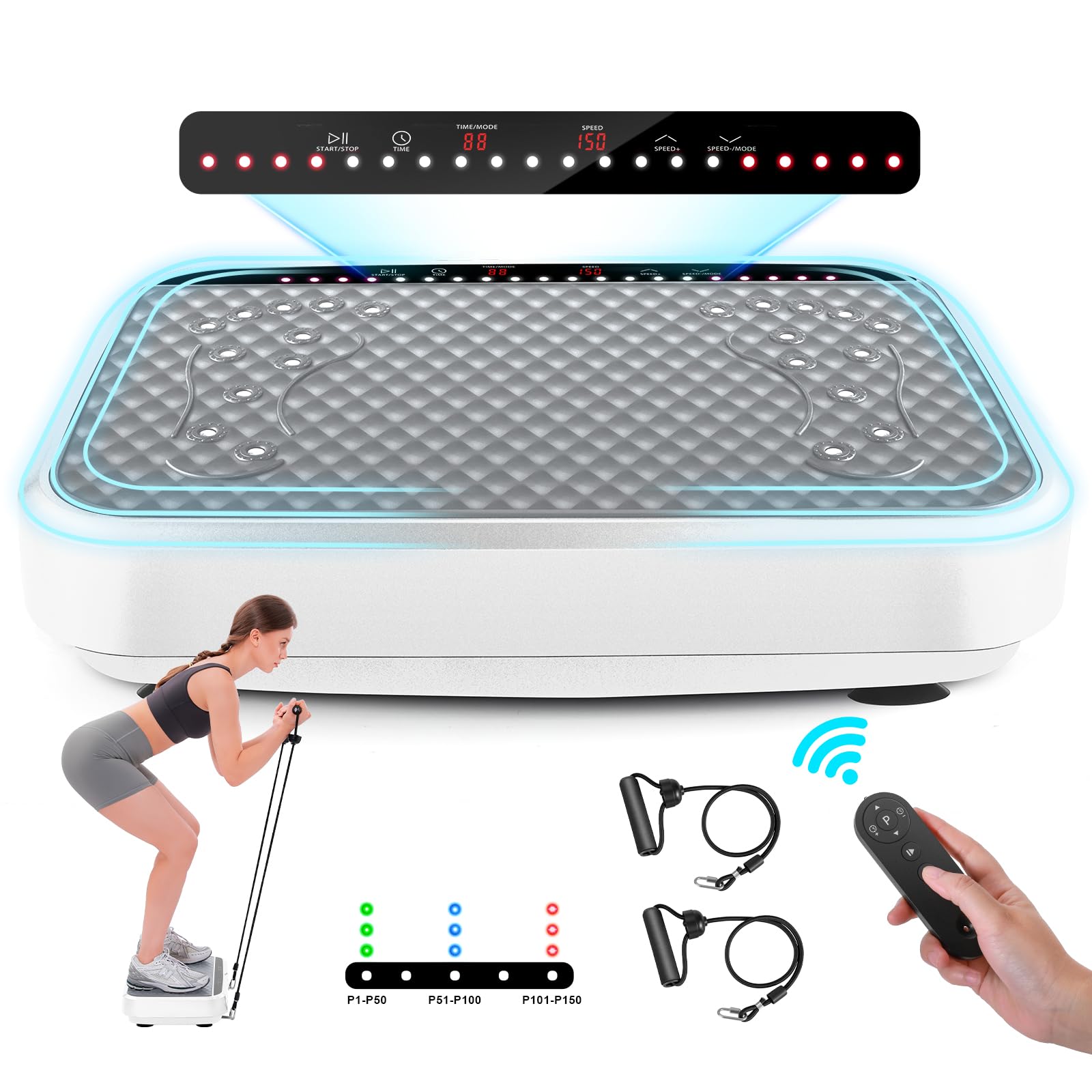 **Vibration Plate Exercise Machine for Weight Loss & Body Toning - Whole Body Fitness Platform with Dynamic LED Lights - Lymphatic Drainage & Home Gym Workout for Women & Men - Perfect for Home Fitness, Recovery & Dynamic Training**