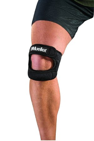 Mueller Sport Care Adjustable Knee Strap for Pain Relief - One Size Fits Most (12-18 Inch) - Left/Right Knee Support with Hook & Loop Closure - Ideal for Running, Basketball & Arthritis Support