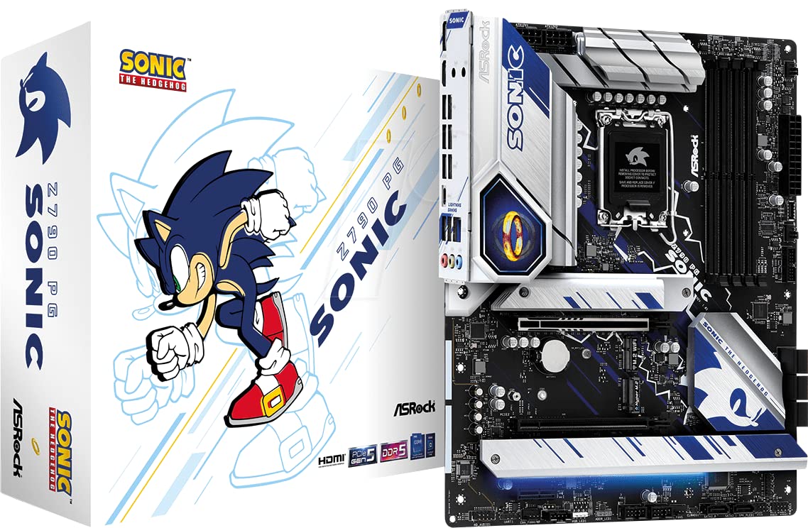 ASRock Z790 PG SONIC Gaming Motherboard - Intel Z790 LGA 1700 ATX - DDR5, HDMI, DP, 2.5G LAN, PCIe 5.0, RGB, 5x M.2 Slots - High-Performance PC Build for Gaming, Streaming & Content Creation