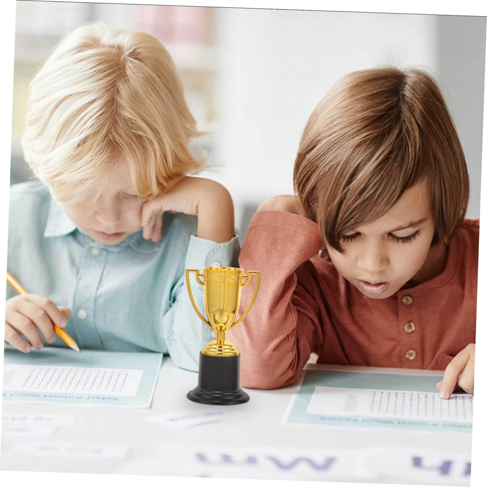 KOMBIUDA Golden Trophy Mini Decor - Kids Sports Awards, Reusable Plastic Toys & School Supplies for Children - Perfect for Sports Events, Classroom Rewards & Playtime Fun