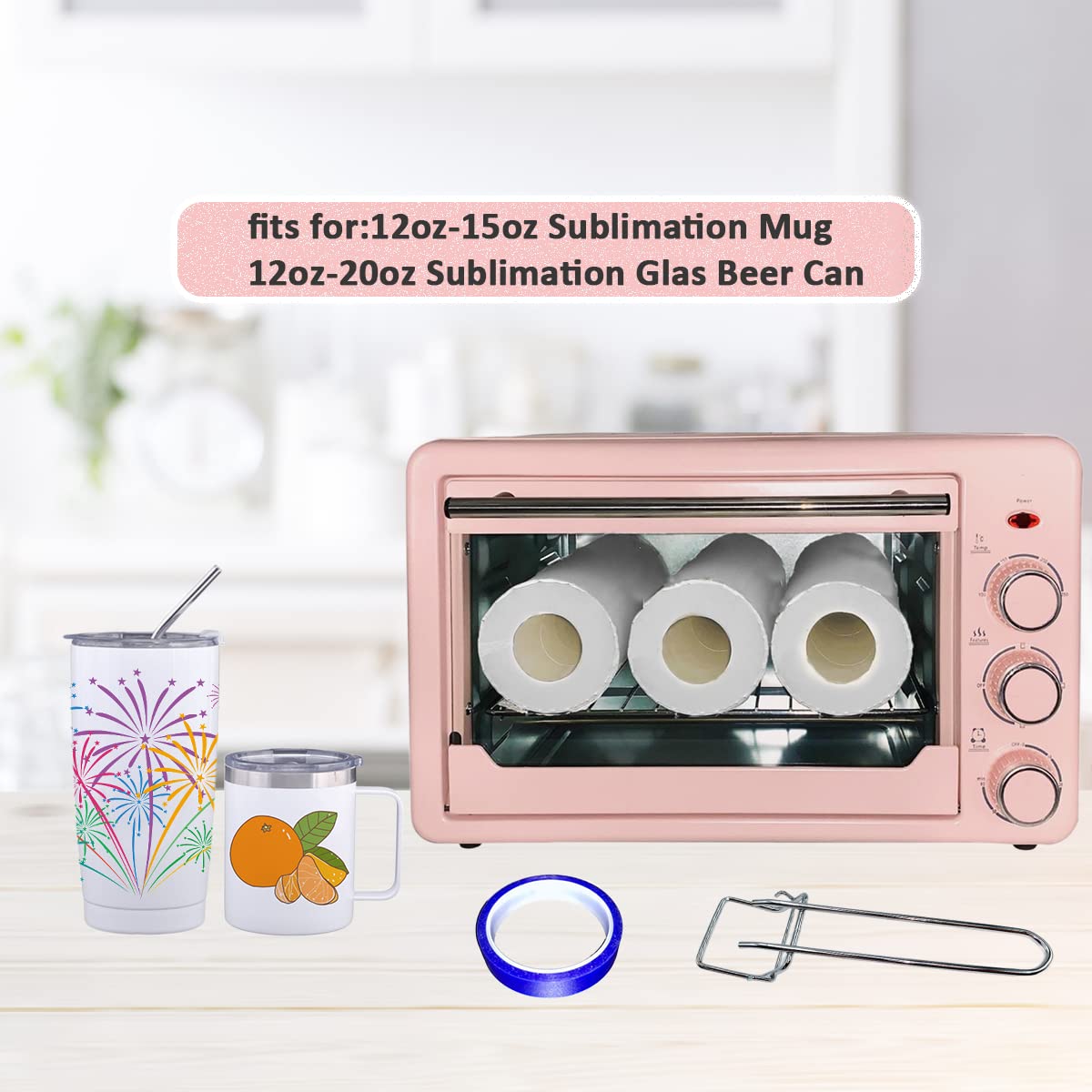 1500W 22L 110V Convection Sublimation Oven with Heat Tape & Gloves - Perfect for Bulk Sublimation Printing on Mugs, Tumblers, Water Bottles & Cups - Ideal for Home Business & DIY Craft Projects