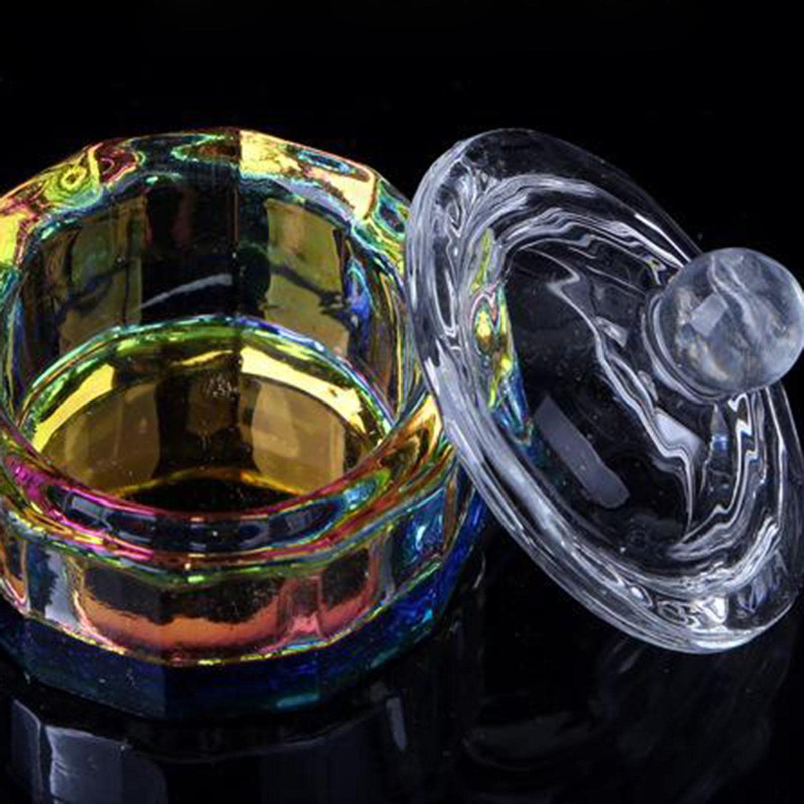 GAH 12-Sided Dappen Dish Glass Bowl with Lid for Nail Art – Perfect for Acrylic, Gel, and Dip Powder Applications