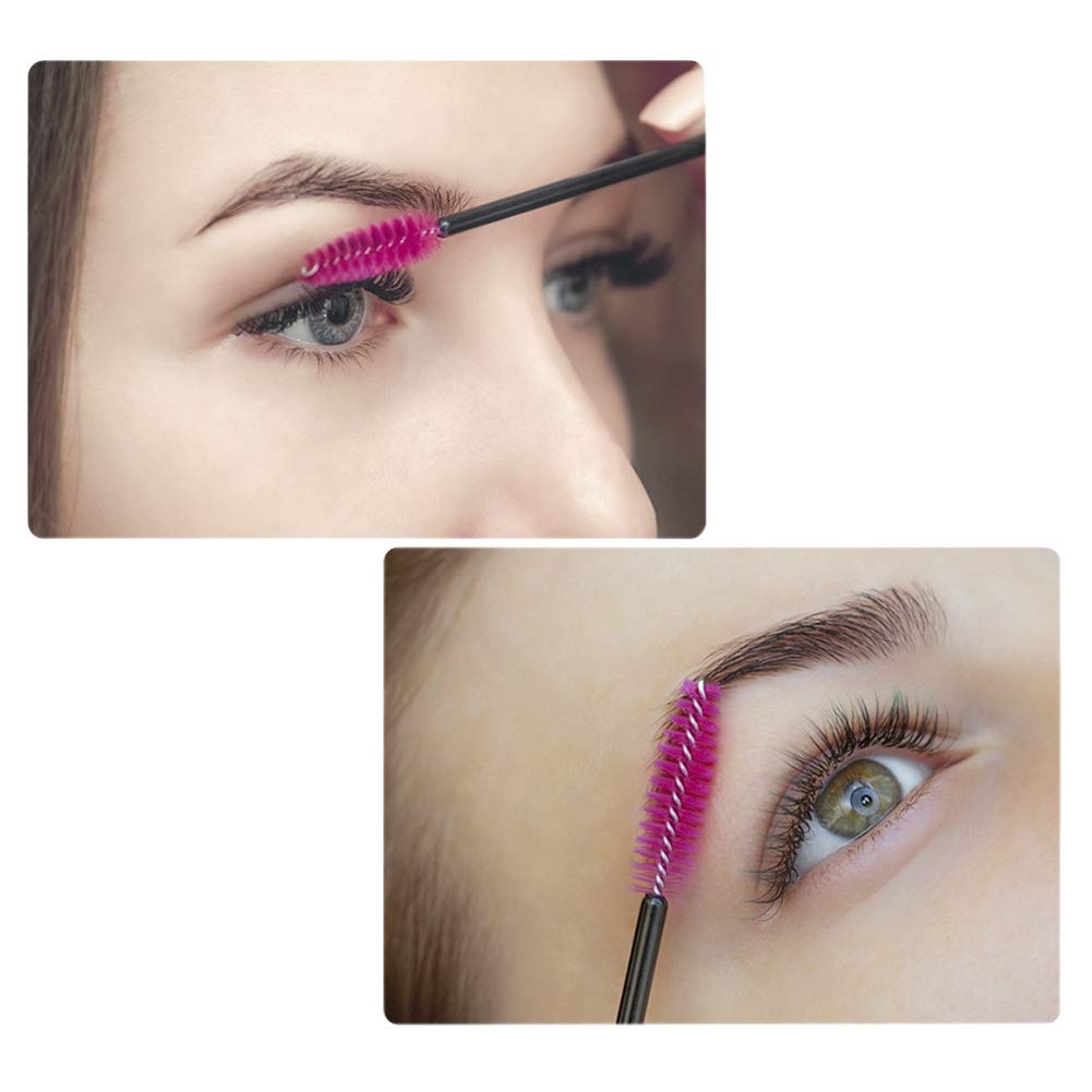 50 PCS Disposable Eyelash Brushes & Mascara Wands - Rose Red Cosmetic Makeup Brush Kit for Eyelash Extension, Eyebrow Styling & Professional Salon Use