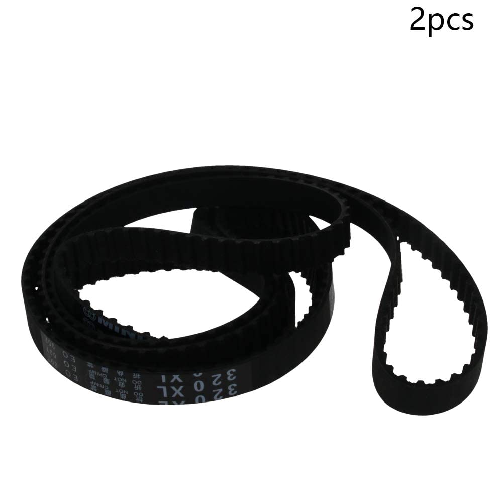 Heyiarbeit 320XL Rubber Timing Belt - 5.08mm Pitch, 10mm Width Industrial Synchronous Belt for 3D Printers, CNC Machines & Robotics (Black, 2-Pack) - Durable Closed Loop Design for Precise Motion Control
