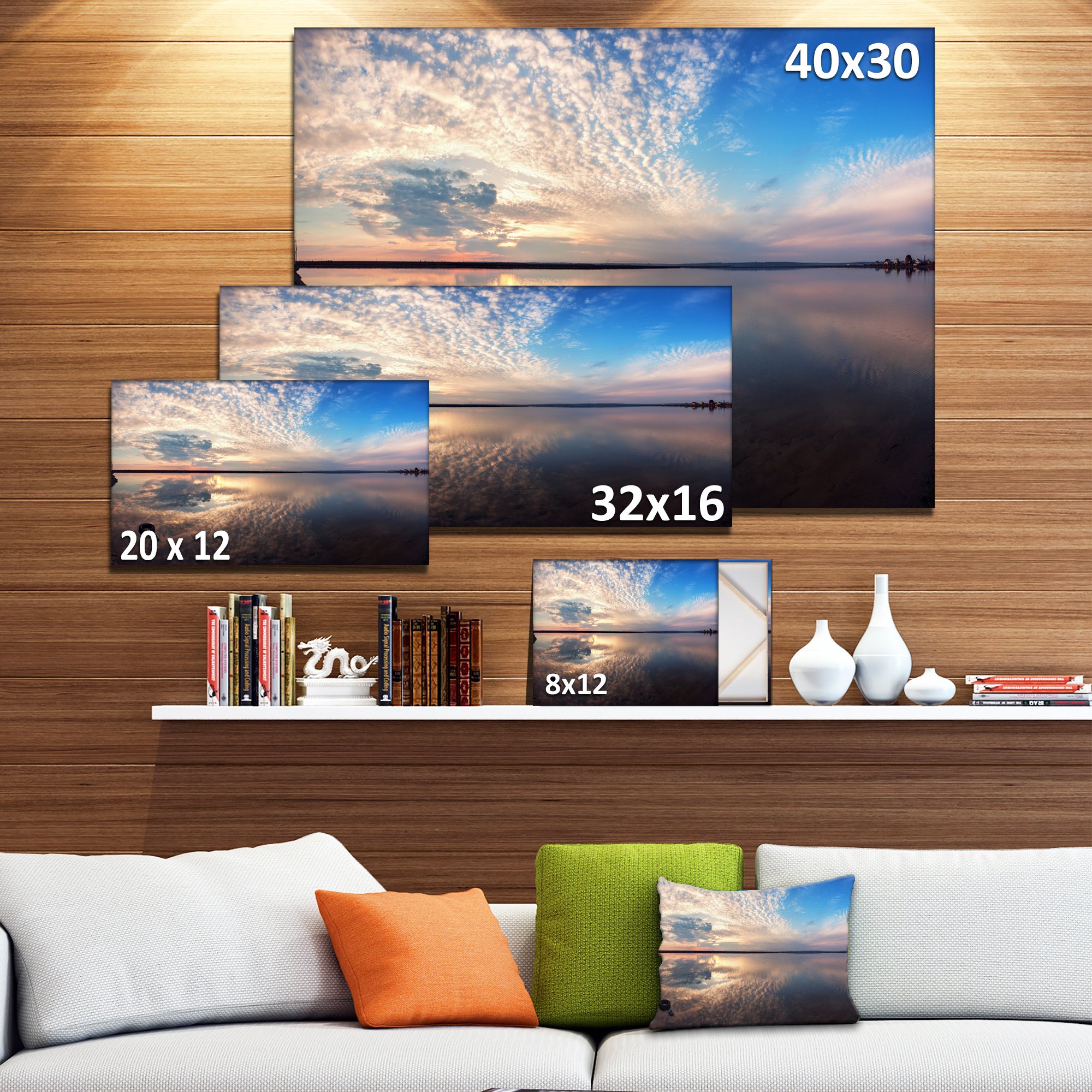 Summer Clouds Reflecting in Lake - Stunning Landscape Photography Canvas Print Wall Art for Living Room, Bedroom & Office Decor