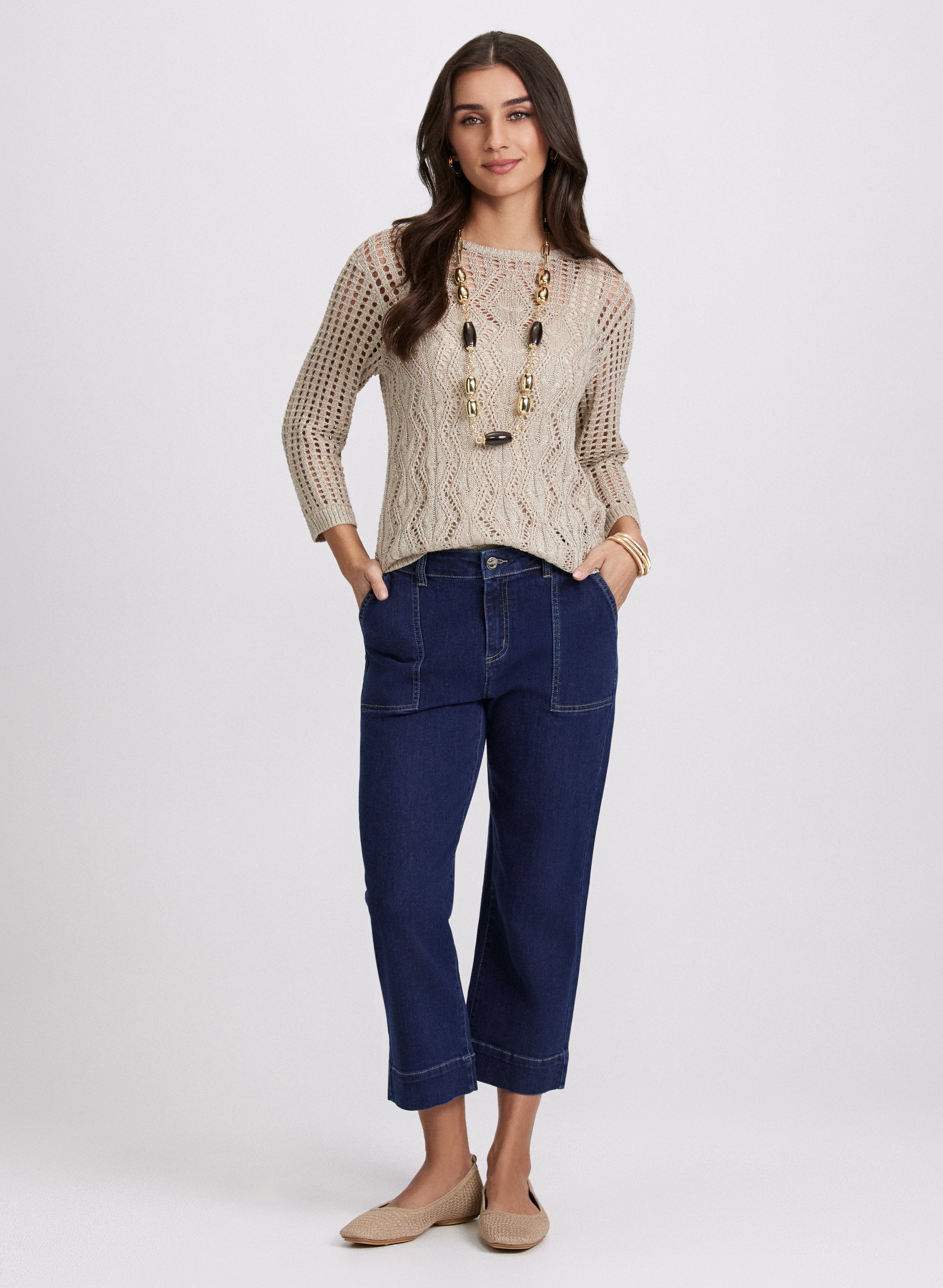 Stylish Cropped Wide Leg Jeans for Women - High Waist Distressed Denim Pants - Perfect for Casual Outfits & Summer Fashion