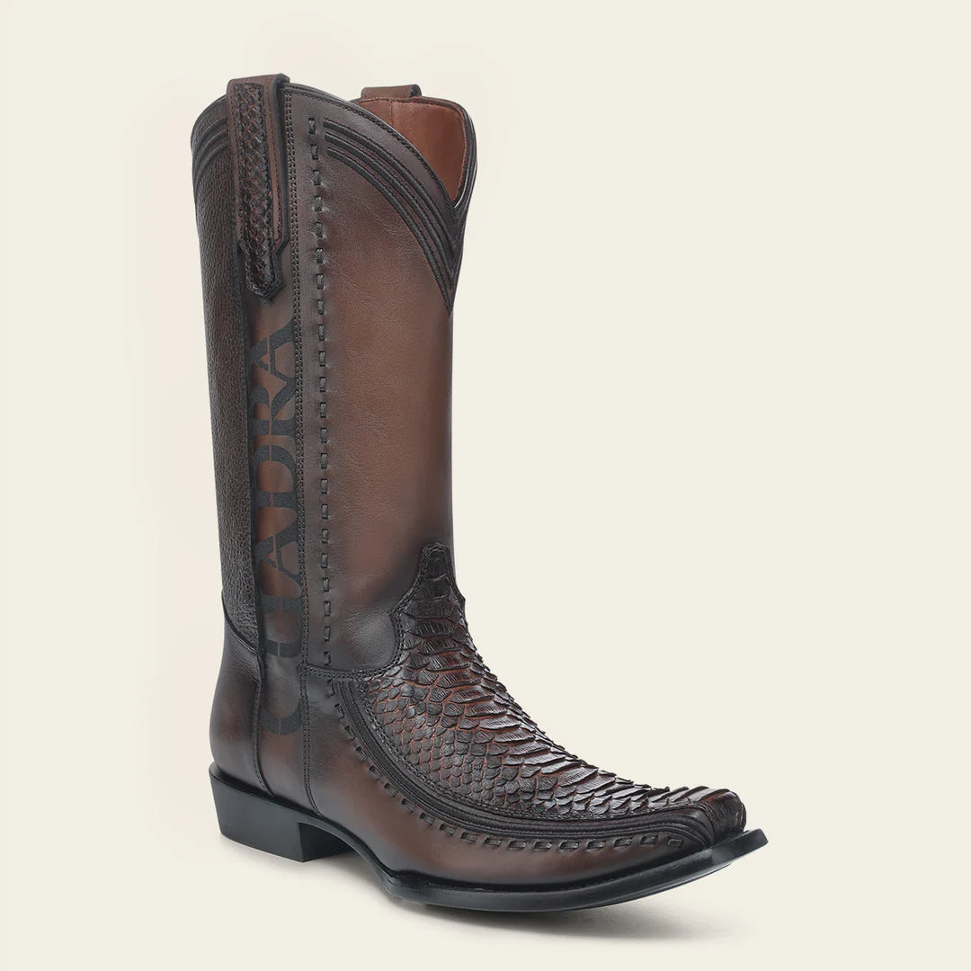 1J3GPH Men's Cuadra Honey Dress Cowboy Python Skin Boots - Western Style Leather Boots for Rodeo, Country Music & Cowboy Fashion